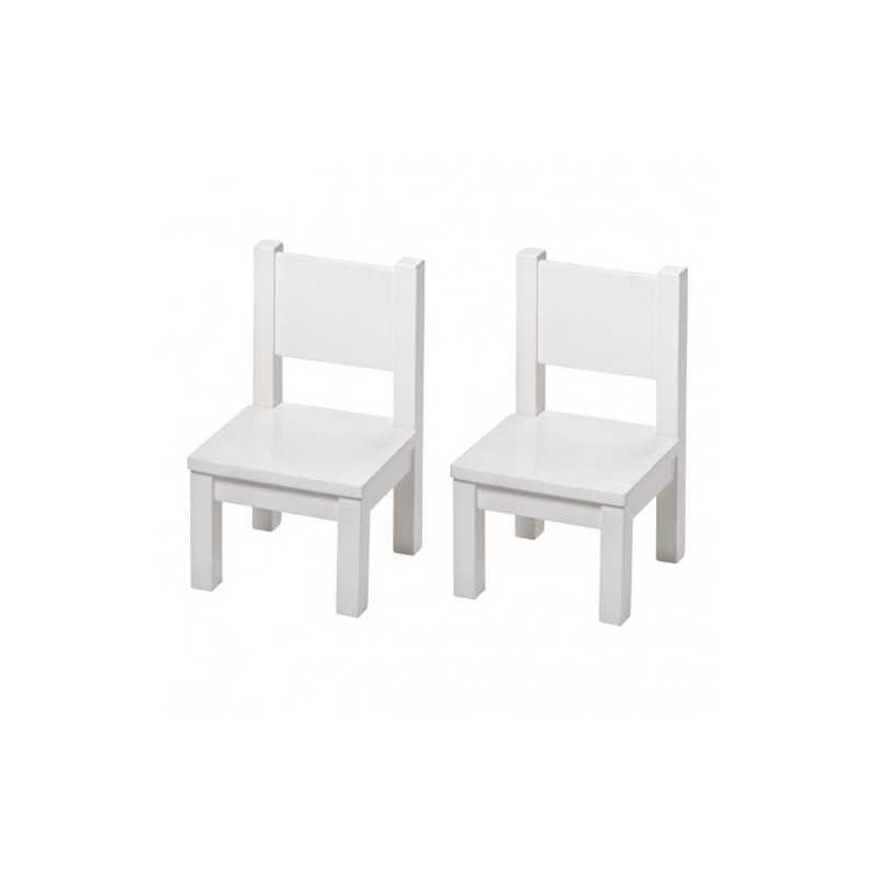 Lot de 2 chaises en bois Hevea Blanches