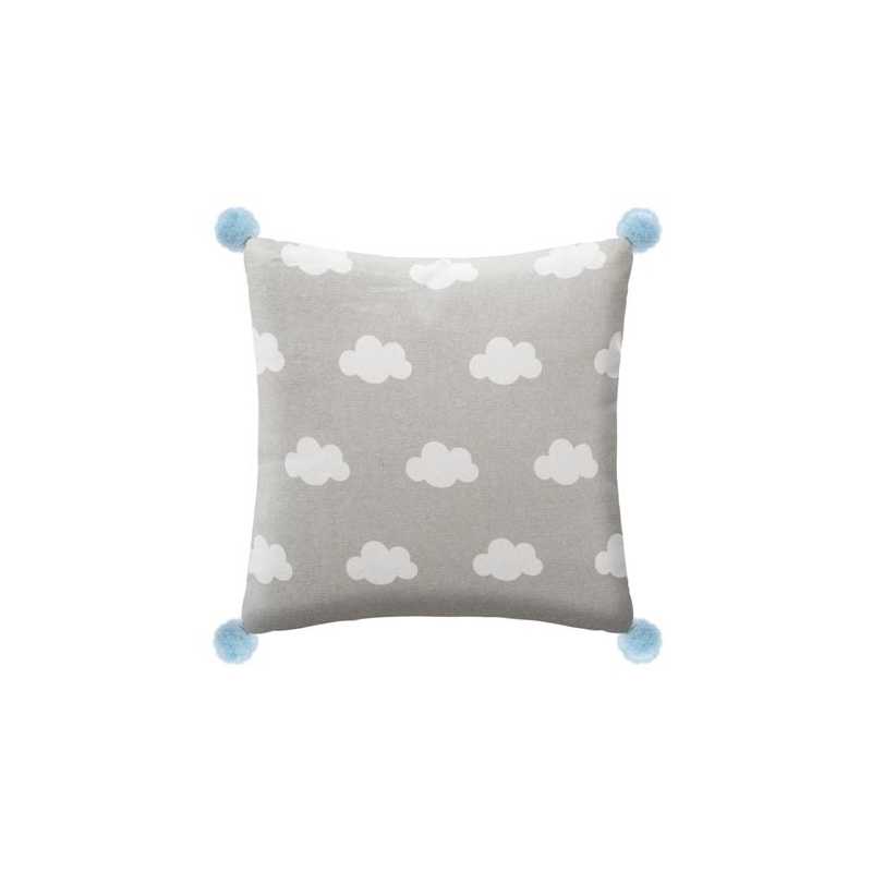 Coussin décoratif enfant nuage 4 pompons Gris Coussin décoratif enfant nuage 4 pompons Gris