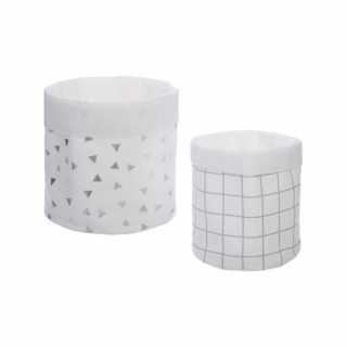Lot de 2 paniers de rangement en coton Argent