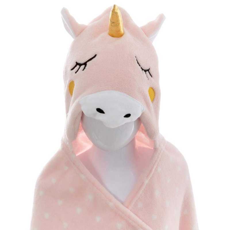 Sweat plaid à capuche licorne rose enfant Atmosphera - Rose