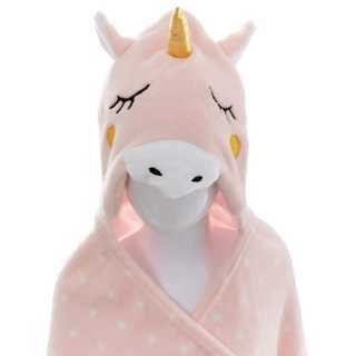 Plaid à capuche Licorne Rose 100x140 - Atmosphera For Kids