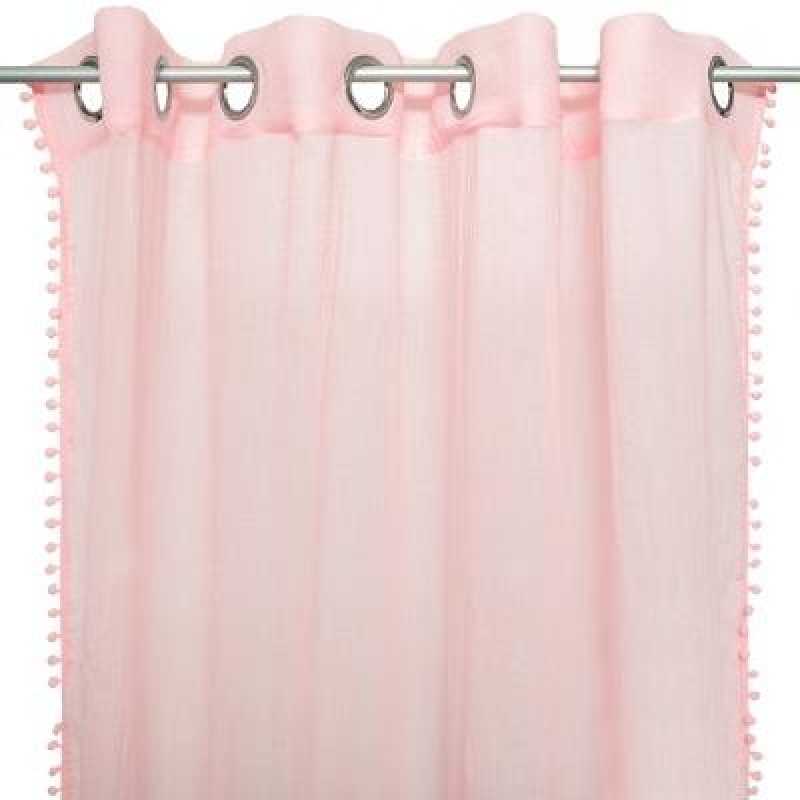 Rideau chambre enfant 10 pompons Rose