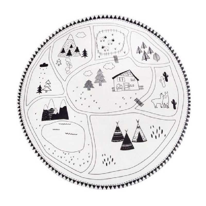 Tapis rond montagne noir et blanc D 90 Tapis rond montagne noir et blanc D 90