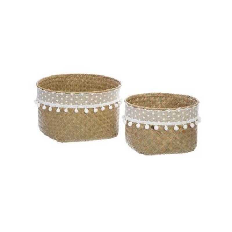 Lot de 2 paniers dentelle Beige Lot de 2 paniers dentelle Beige