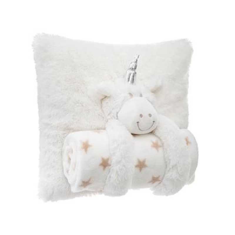 Coussin + plaid cadeau Licorne Blanc Coussin + plaid cadeau Licorne Blanc