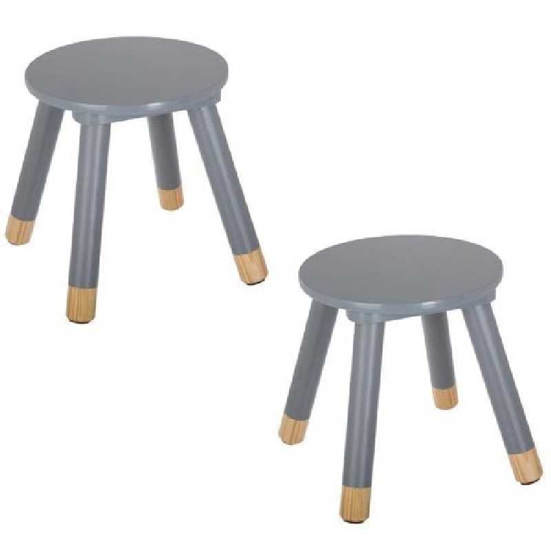 Lot de 2 tabourets enfant Gris Lot de 2 tabourets enfant Gris