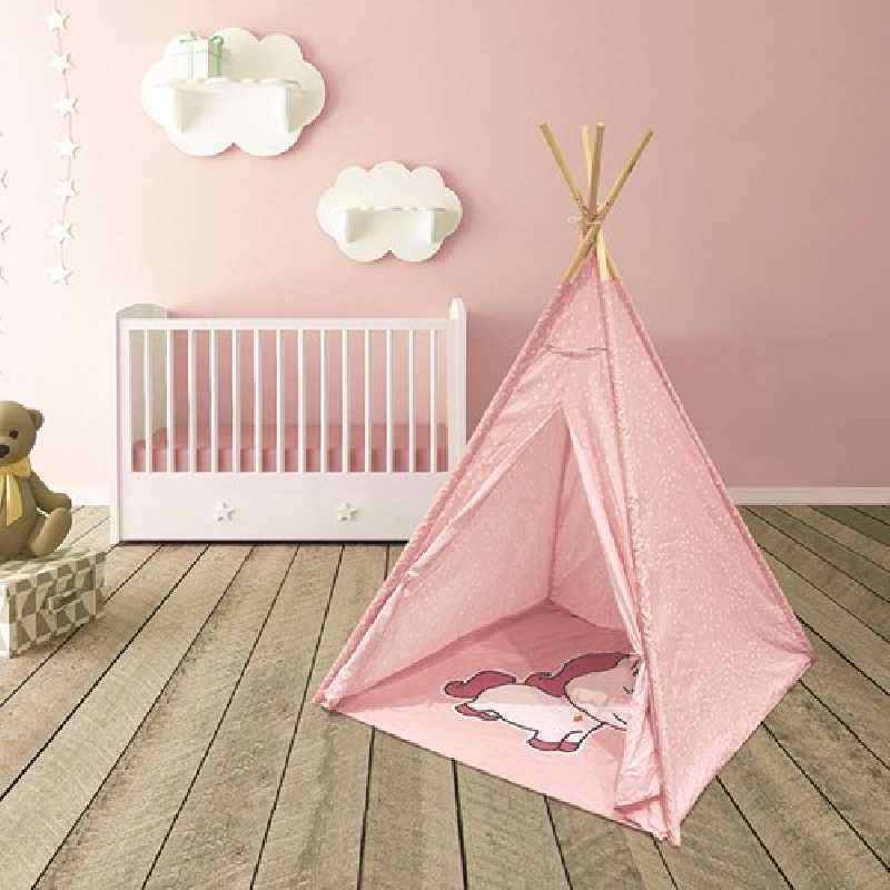 Tipi enfant Licorne Rose avec tapis