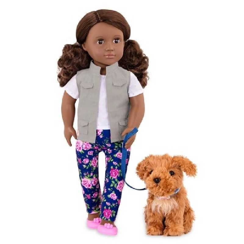 Poupée 46 cm avec son chien Malia Poupée 46 cm avec son chien Malia