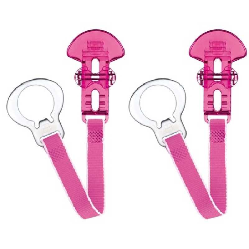 Lot de 2 attache-sucette clip Rose Lot de 2 attache-sucette clip Rose