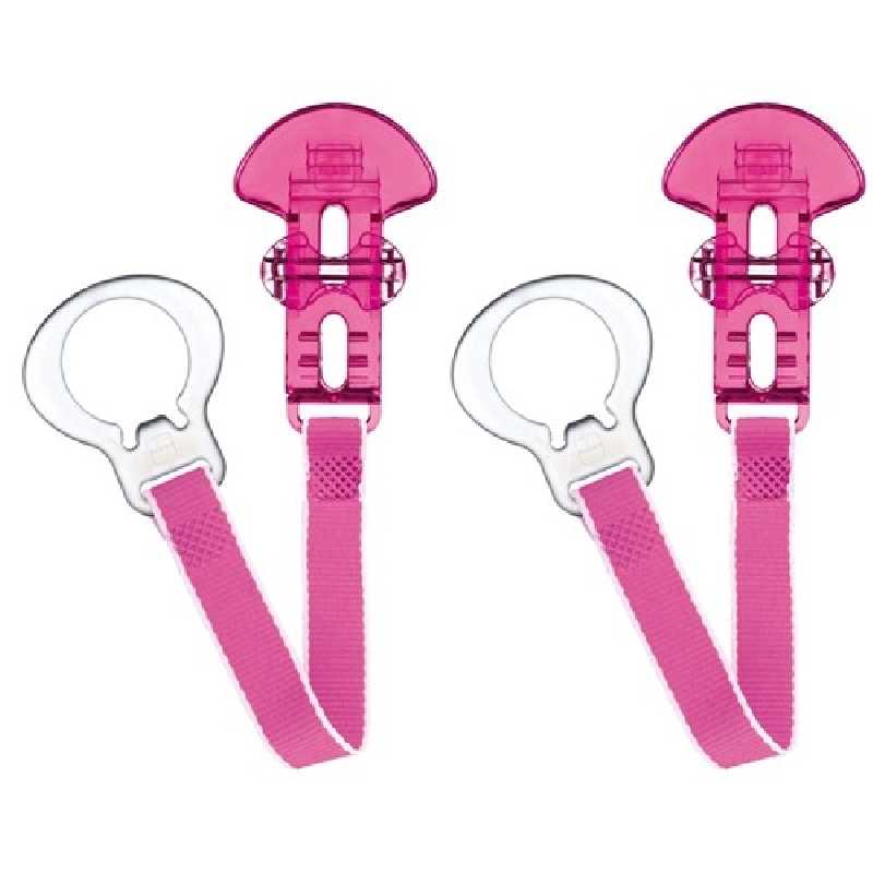 Lot de 2 attache-sucette clip Rose