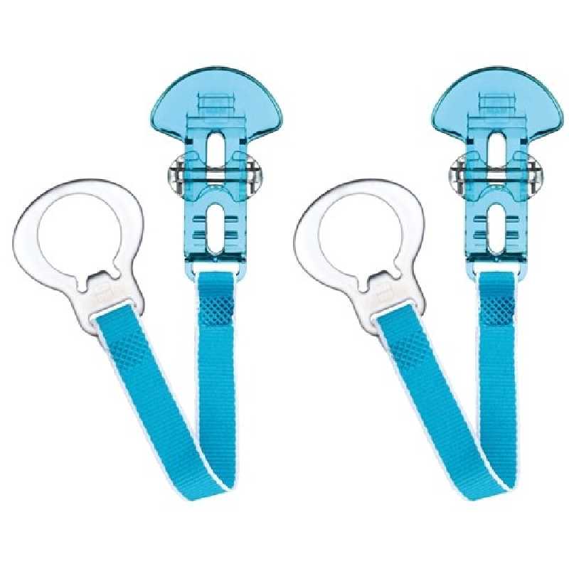 Lot de 2 attache-sucette clip Bleu