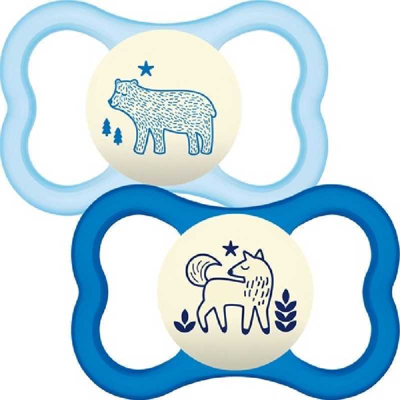 Lot de 2 sucettes Air nuit latex 12m+ Bleu Lot de 2 sucettes Air nuit latex 12m+ Bleu