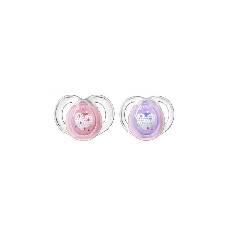 Lots de 2 Sucettes Nuit 0-6m Tommee Tippee - Rose Lots de 2 Sucettes Nuit 0-6m Tommee Tippee - Rose