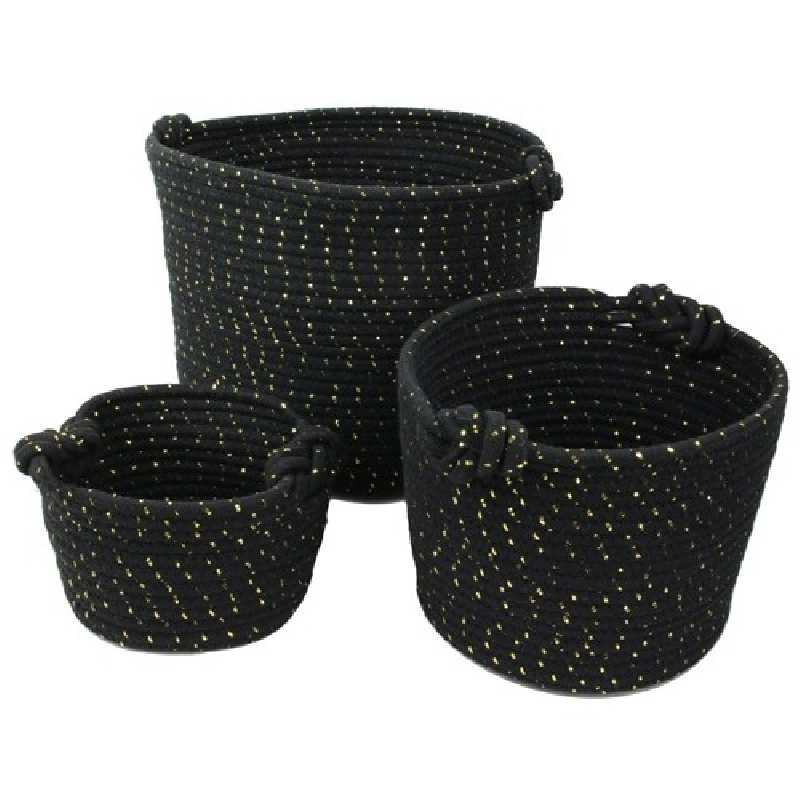 Lot de 3 Paniers de Rangement Noir