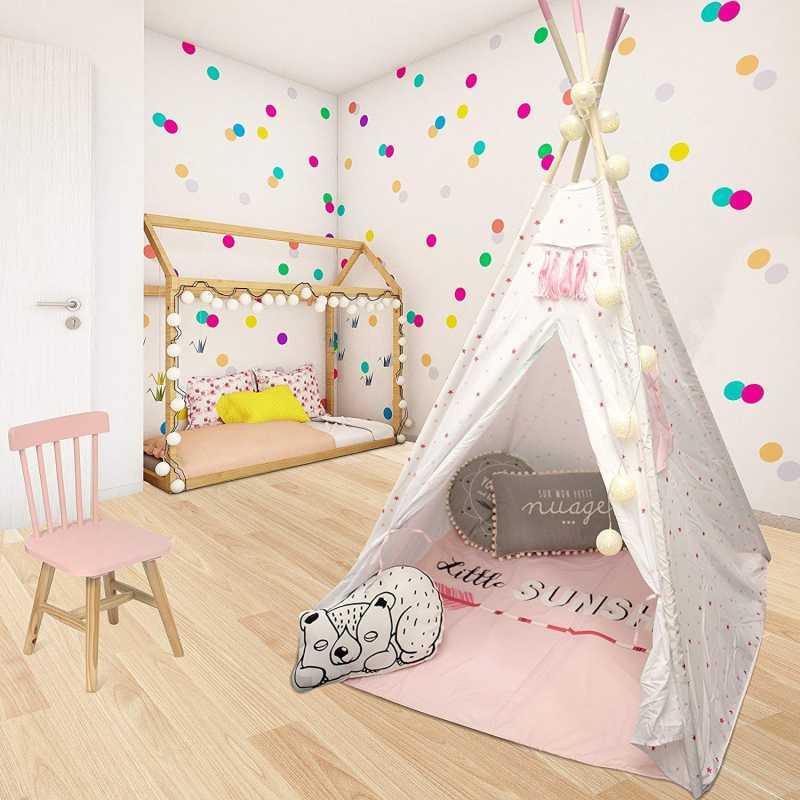 Tipi décoratif fille avec tapis Rose The Home Deco factory