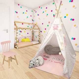 Tipi décoratif fille avec tapis Rose - Home Deco Kids