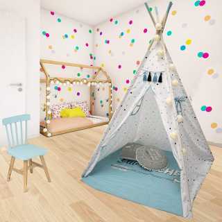 Tipi décoratif garçon avec tapis Bleu - Home Deco Kids