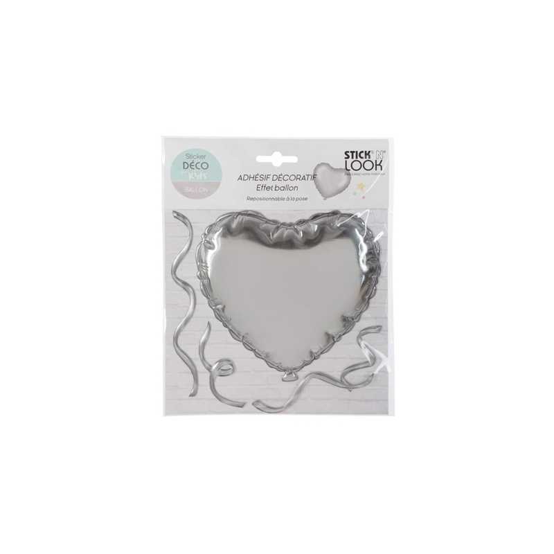 Sticker ballon coeur Argent Sticker ballon coeur Argent