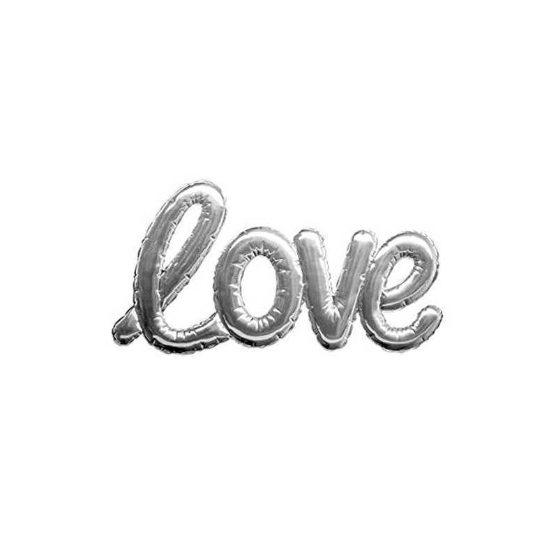 Sticker ballon Love Argent