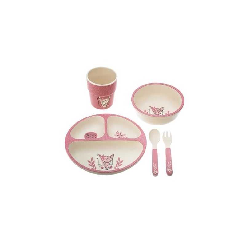 Set repas enfant en bambou Renard Rose Set repas enfant en bambou Renard Rose