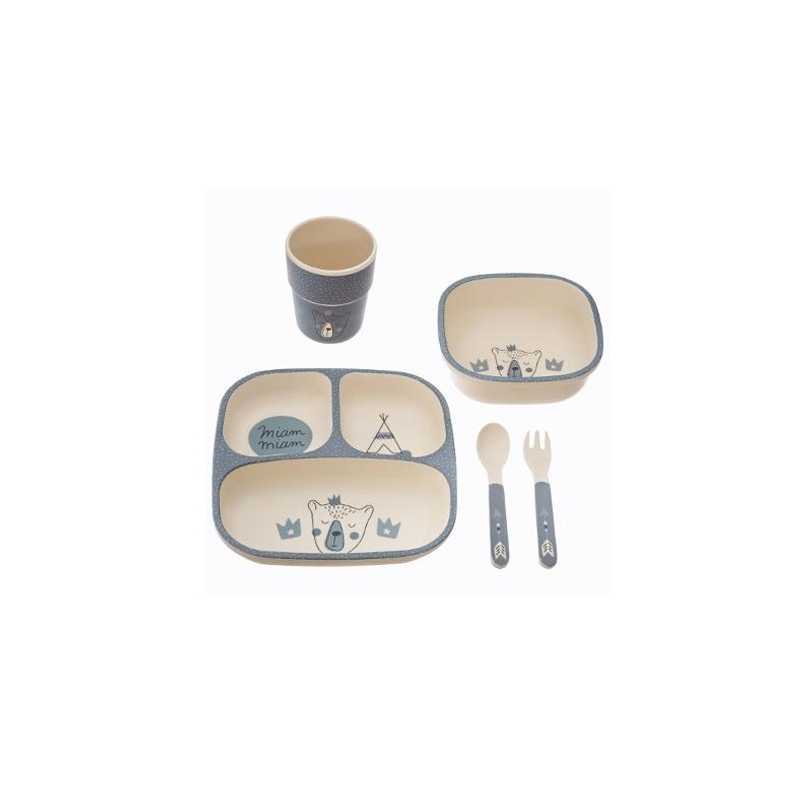 Set repas enfant en bambou Ours Bleu Set repas enfant en bambou Ours Bleu