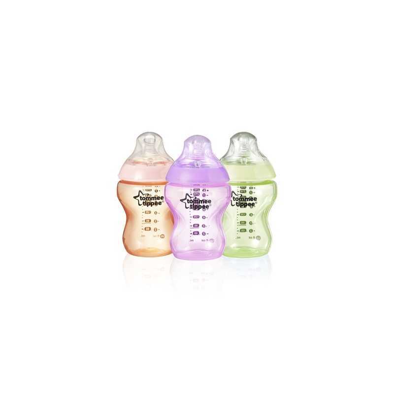 Lot de 3 Biberons Colorés Tommee Tippee 260ml Lot de 3 Biberons Colorés Tommee Tippee 260ml