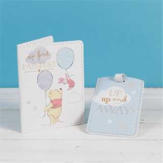 Etiquettes passeport et bagage Bleu Winnie L'Ourson - Disney