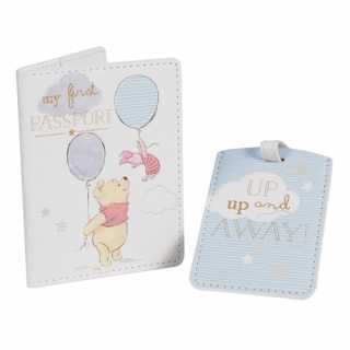 Etiquettes passeport et bagage Bleu Winnie L'Ourson - Disney