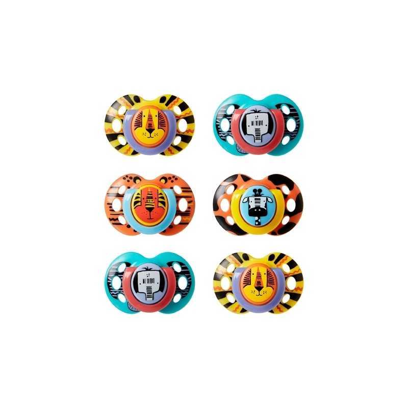 Lot de 6 sucettes bébé Fun 18-36 mois Lot de 6 sucettes bébé Fun 18-36 mois