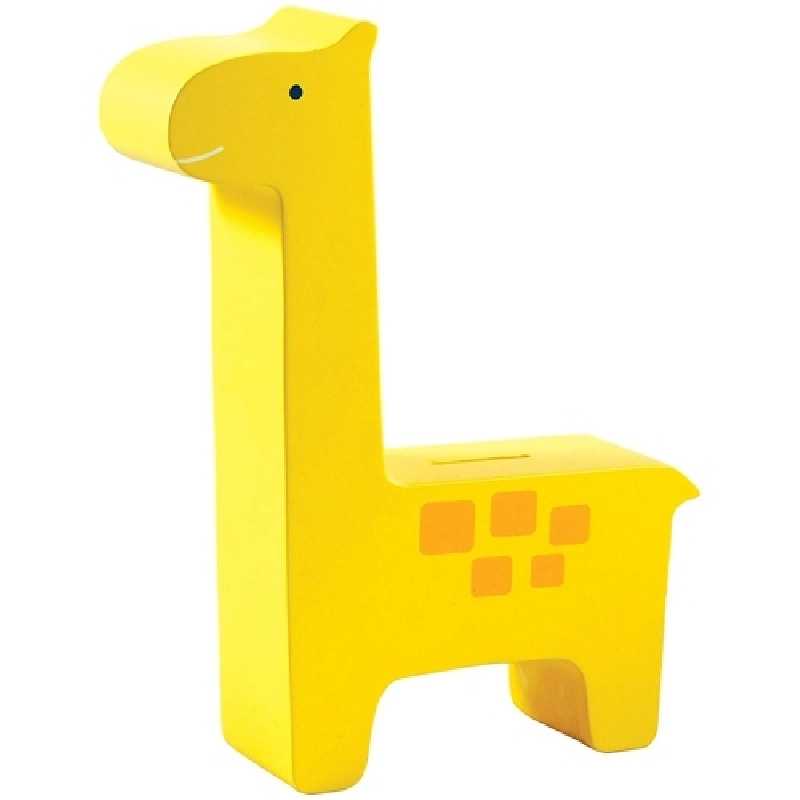 Tirelire en bois Girafe Jaune