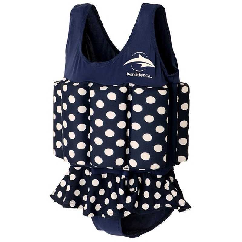 Maillot De Bain Bouee Integree 4 5 Ans Bleu Pois