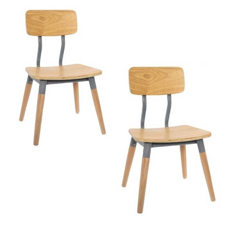 Lot de 2 chaises enfant rétro Grises