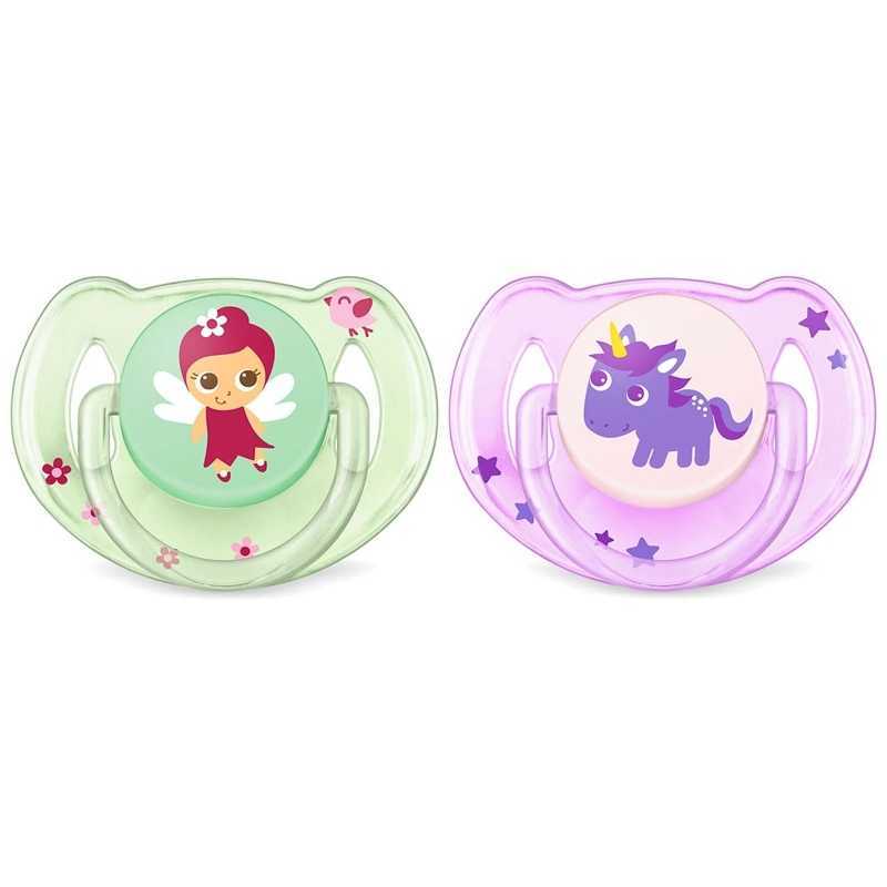 Lot de 2 sucettes Fée et Licorne 6-18 mois Lot de 2 sucettes Fée et Licorne 6-18 mois