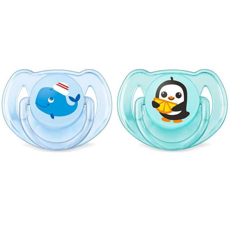 Lot de 2 sucettes Baleine et Pingouin 6-18 mois Lot de 2 sucettes Baleine et Pingouin 6-18 mois