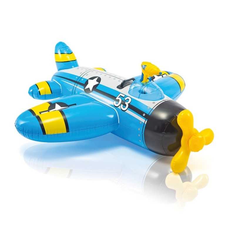 Matelas gonflable Avion à chevaucher avec pistolet a eau bleu Matelas gonflable Avion à chevaucher avec pistolet a eau bleu