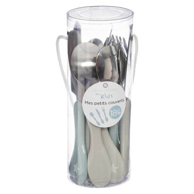 Ensemble de Couverts Gris & Bleu 12 Pièces Atmosphera For Kids