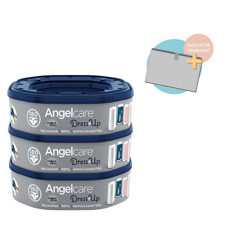 Recharge Angelcare Dress Up Lot de 3 recharges octogonales + Tapis A Langer  De Voyage OFFERT