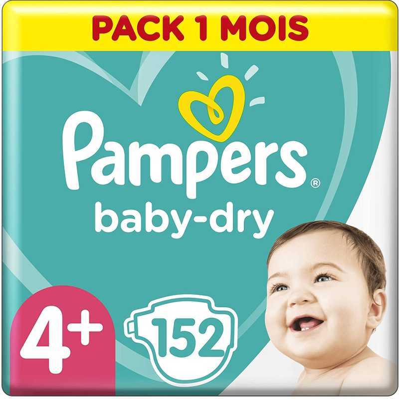 Pampers - Baby Dry Couches Taille 4+ (10-15 kg) - Pack 1 mois (152 couches) Pampers - Baby Dry Couches Taille 4+ (10-15 kg) - Pack 1 mois (152 couches)