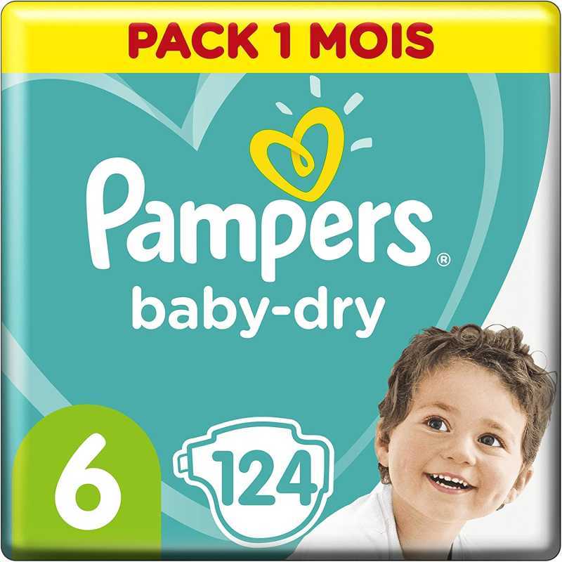 Pampers - Baby Dry Couches Taille 6 (13-18 kg) - Pack 1 mois (124 couches) Pampers - Baby Dry Couches Taille 6 (13-18 kg) - Pack 1 mois (124 couches)
