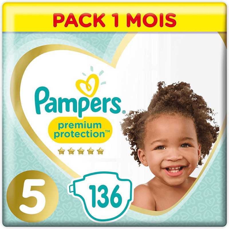 Pampers - Premium protection Couches Taille 5 (11-16 kg) - Pack 1 mois (x136 couches) Pampers - Premium protection Couches Taille 5 (11-16 kg) - Pack 1 mois (x136 couches)