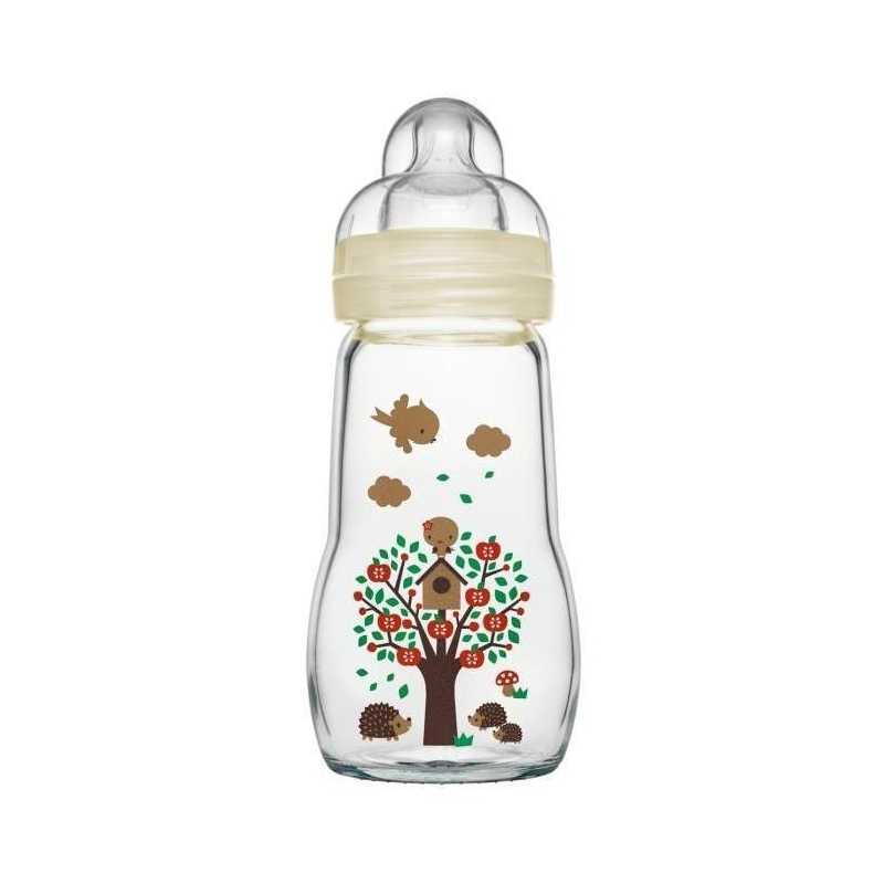 MAM Biberon Verre - 260ml - Blanc - Tétine Débit 2 MAM Biberon Verre - 260ml - Blanc - Tétine Débit 2