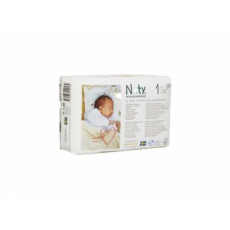 Couches Écologiques Naty 2-5kg Lot de 104 Taille 1 Couches Écologiques Naty 2-5kg Lot de 104 Taille 1