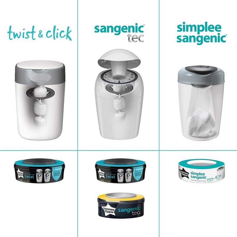 Poubelle Twist & Click XL Tommee Tippee Sangenic - blanc, Puériculture