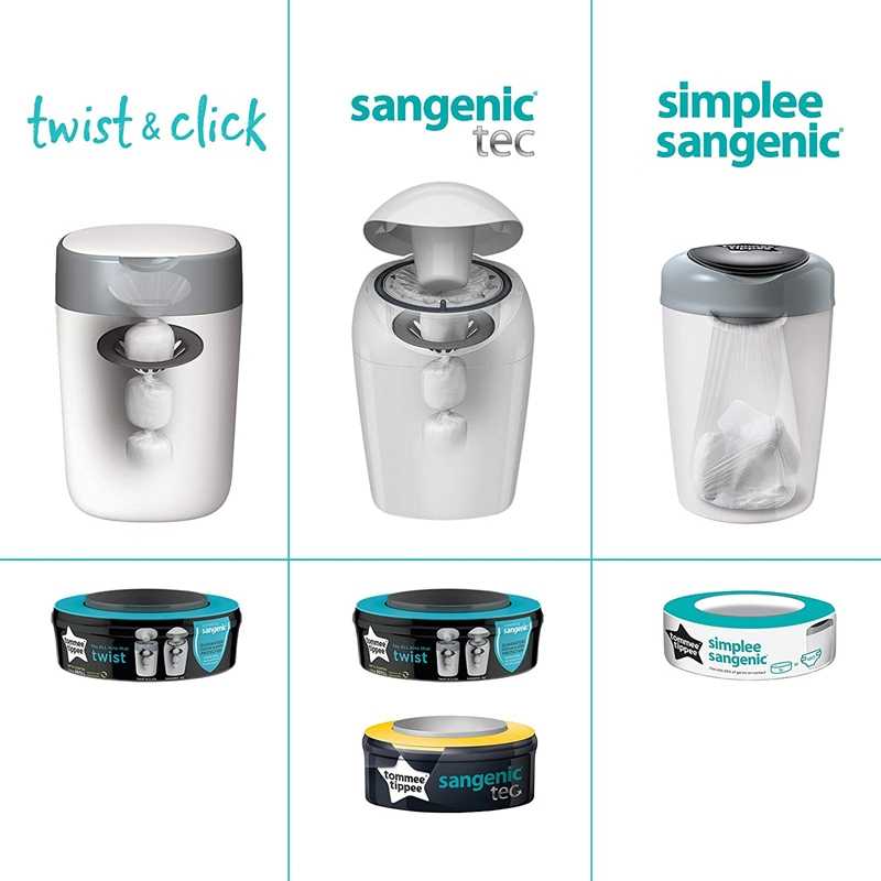 Poubelle à couches Twist & click Tommee Tippee SANGENIC - bleu