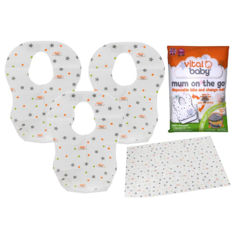 Vital Baby Mum On the Go 3 Bavoirs jetables + Tapis de rechange jetable Vital Baby Mum On the Go 3 Bavoirs jetables + Tapis de rechange jetable