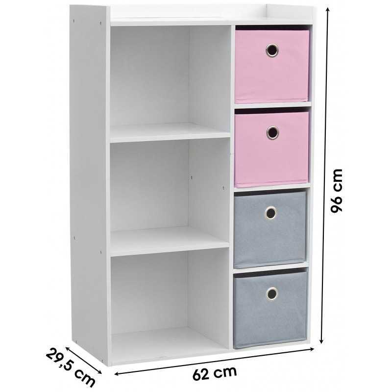 Meuble de rangement 3 niches avec 4 tiroirs Rose - Atmosphera For Kids