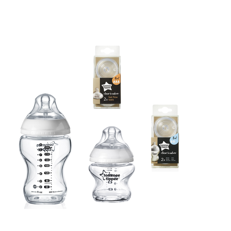 Tommee Tippee Kit 2 Biberons en Verre et 4 Tétines