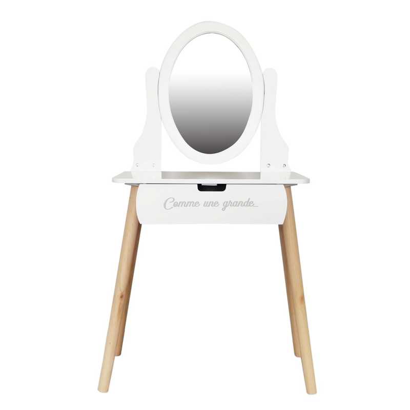 Pack mini coiffeuse nordique + Tabouret + Miroir – Deco EXPRESS