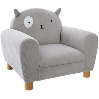 Pack : Fauteuil enfant chat gris avec Coussin rond chat - Atmosphera For Kids