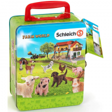 Mallette de rangement 18 animaux de ferme Schleich Farm World
